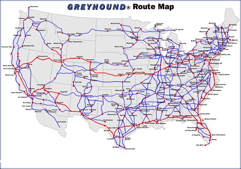 Showing main stations for 1. . Greyhound routes